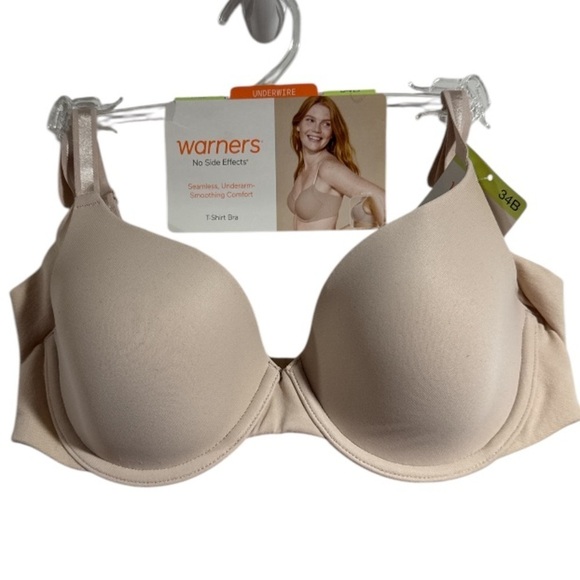 Warner's Seamless bra T-Shirt 34B Cream NEW lightly lined underwire - Picture 1 of 4